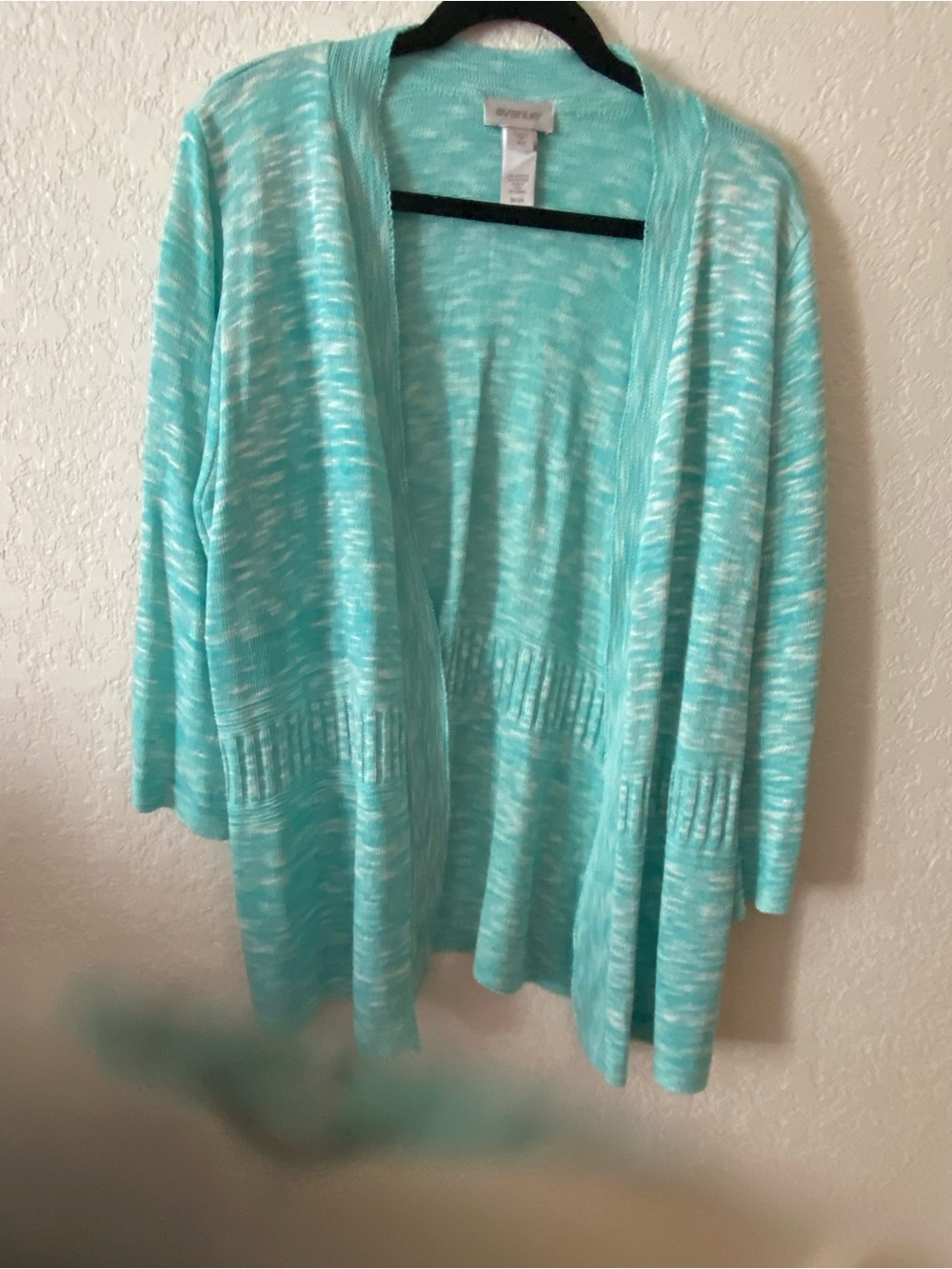 Avenue Mint Space-Dye Open-Front Cardigan Size 18